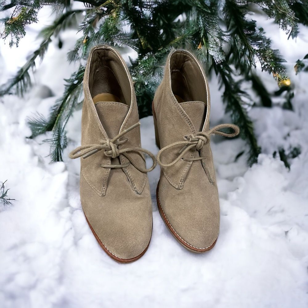 Coach Cassy Tan Suede Wedge Bootie